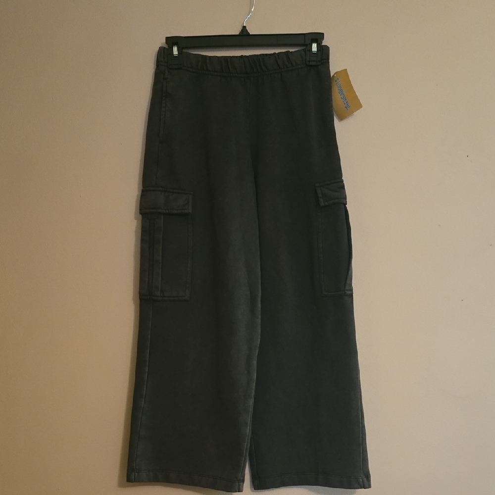 New Thereabouts Kids Size‎ 10-12 Dark Gray Wide-Leg Cargo Fleece Pants